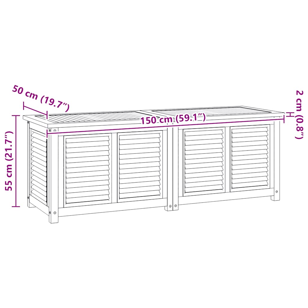 Contenitore Giardino con Borsa 150x50x55 cm Legno Massello Teak