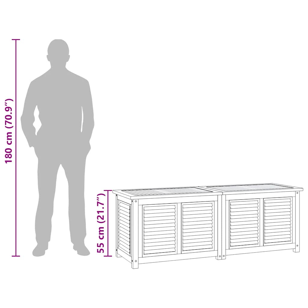 Contenitore Giardino con Borsa 150x50x55 cm Legno Massello Teak