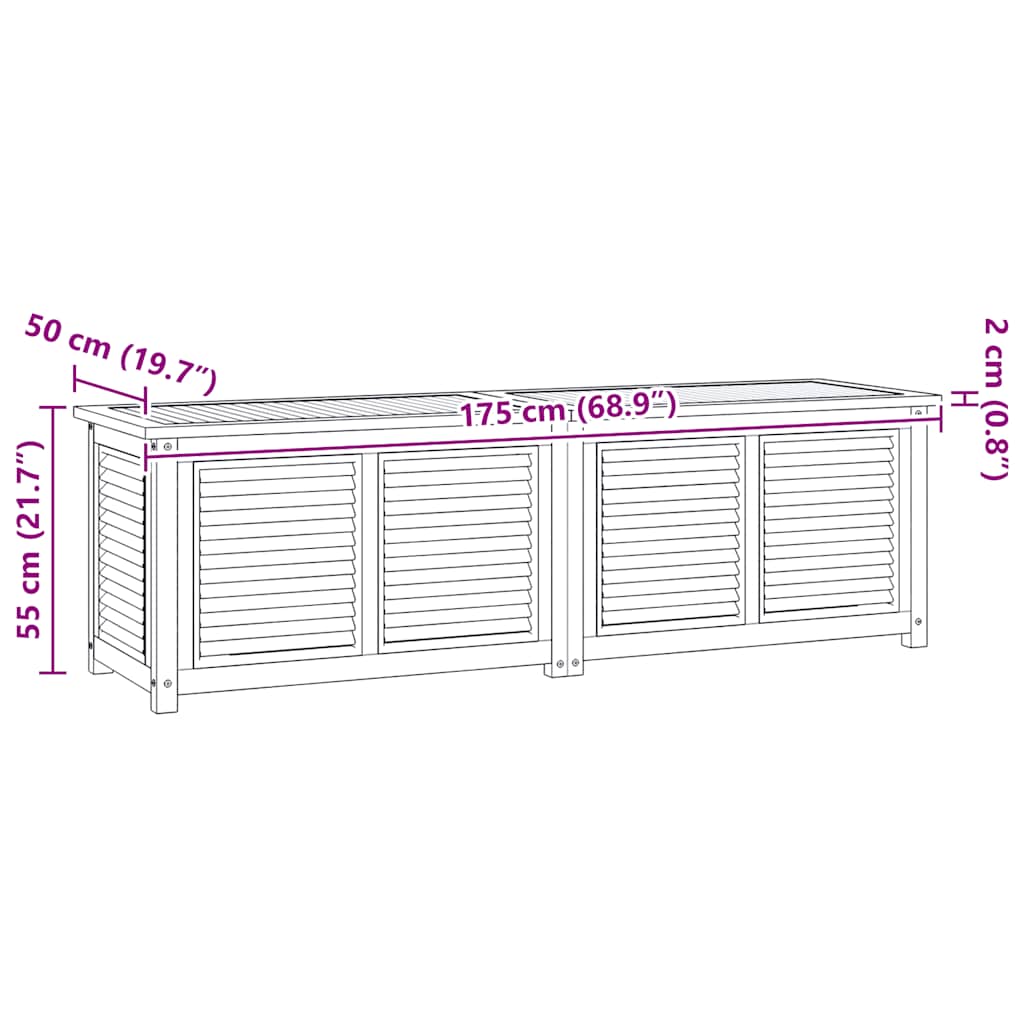 Contenitore Giardino con Borsa 175x50x55 cm Legno Massello Teak | homemem39