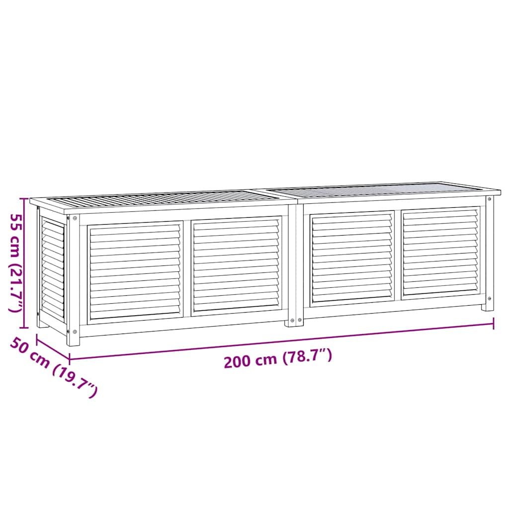 Contenitore Giardino con Borsa 200x50x55 cm Legno Massello Teak