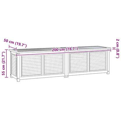 Contenitore Giardino con Borsa 200x50x55 cm Legno Massello Teak
