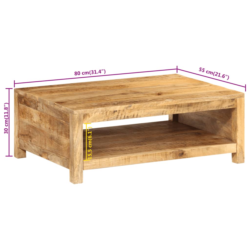 Tavolino da Salotto 80x55x30 cm in Legno Massello di Mango | homemem39