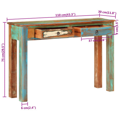 Tavolo Consolle 110x30x75 cm in Legno Massello di Recupero