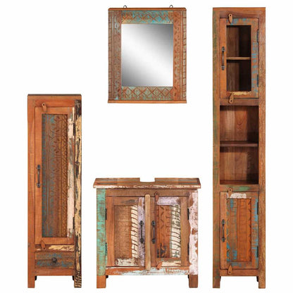 Set Mobili da Bagno 4 pz in Legno Massello di Recupero | homemem39