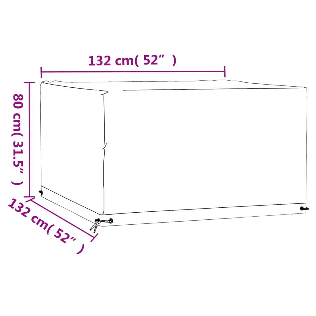 Copertura Mobili da Giardino 8 Occhielli 132x132x80cm Quadrata | homemem39