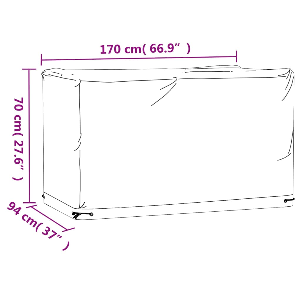 Copertura Mobili Giardino 8 Occhielli 170x94x70 cm Rettangolare