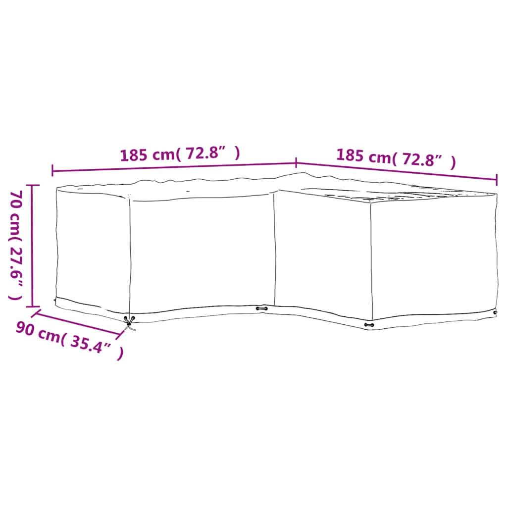 Copertura Mobili da Giardino a L 12 Occhielli 185x185x70 cm | homemem39