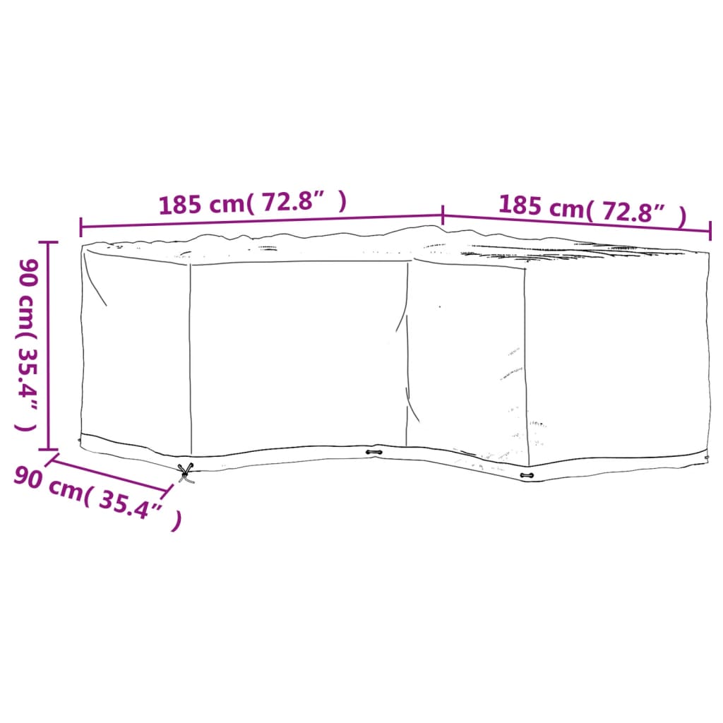 Copertura Mobili da Giardino a L 12 Occhielli 185x185x90 cm | homemem39