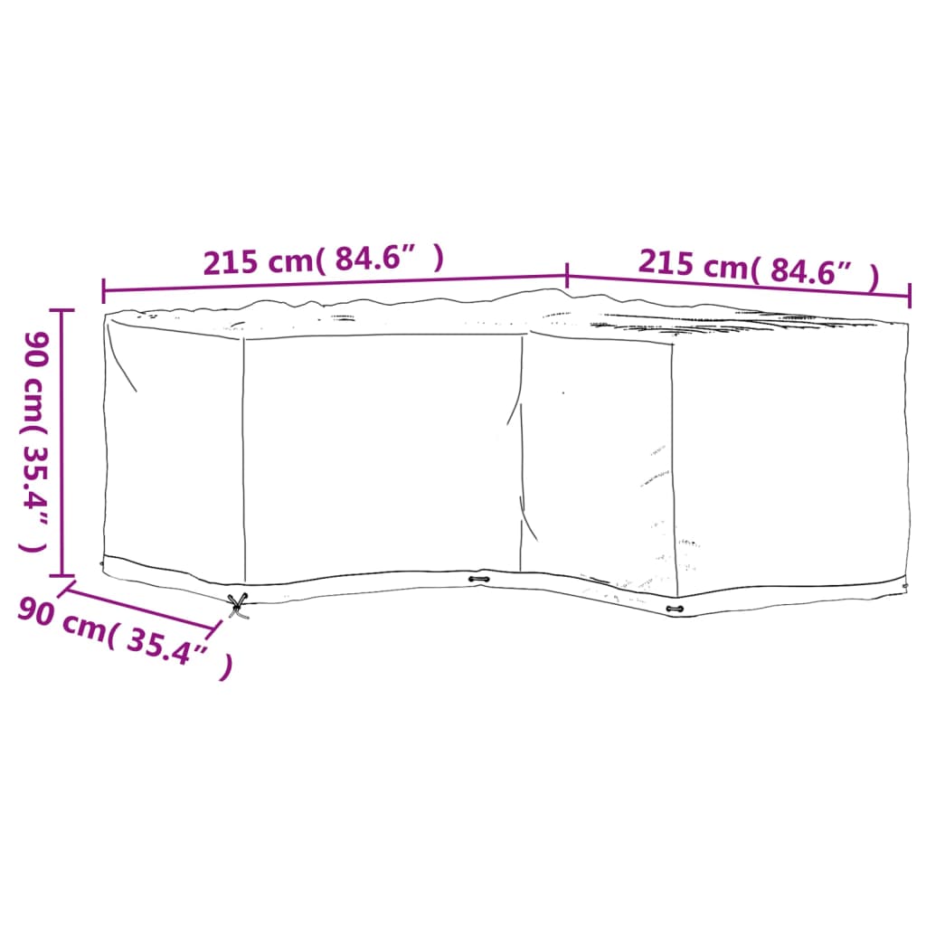 Copertura Mobili da Giardino a L 16 Occhielli 215x215x90 cm | homemem39