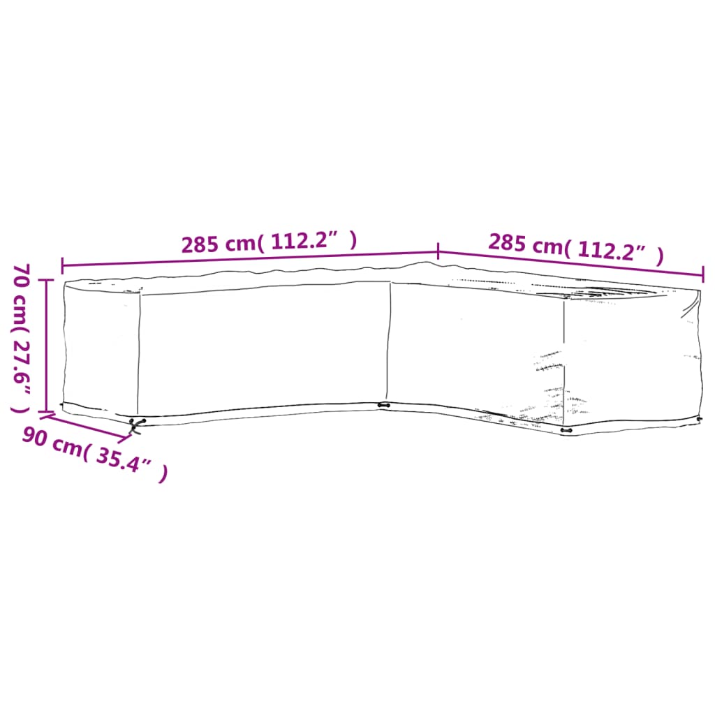 Copertura Mobili da Giardino a L 16 Occhielli 285x285x70 cm | homemem39