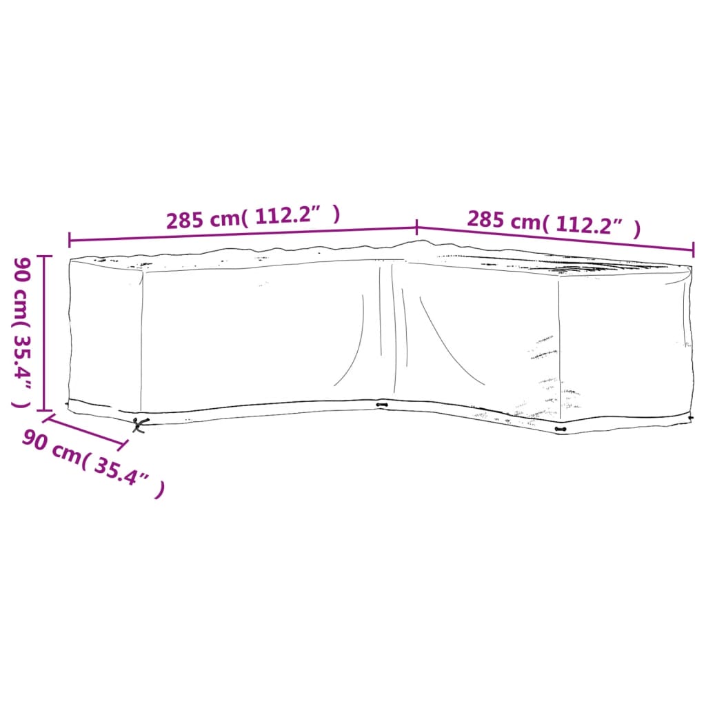Copertura Mobili da Giardino a L 16 Occhielli 285x285x90 cm | homemem39