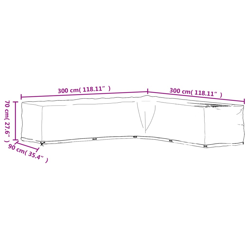 Copertura Mobili da Giardino a L 20 Occhielli 300x300x70 cm | homemem39