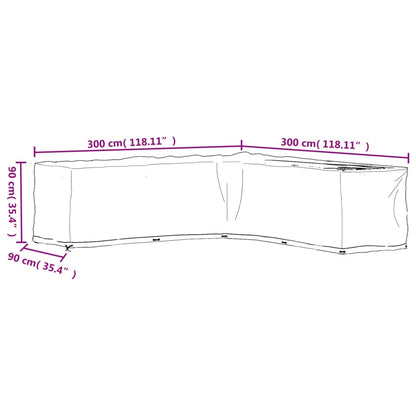 Copertura Mobili da Giardino a L 20 Occhielli 300x300x90 cm | homemem39
