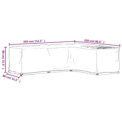 Copertura Mobili da Giardino a L 18 Occhielli 285x220x80 cm | homemem39