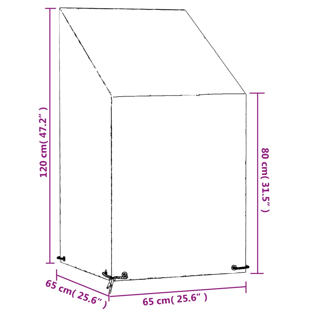 Copri Sedia da Giardino 8 Occhielli 65x65x80/120 cm Polietilene