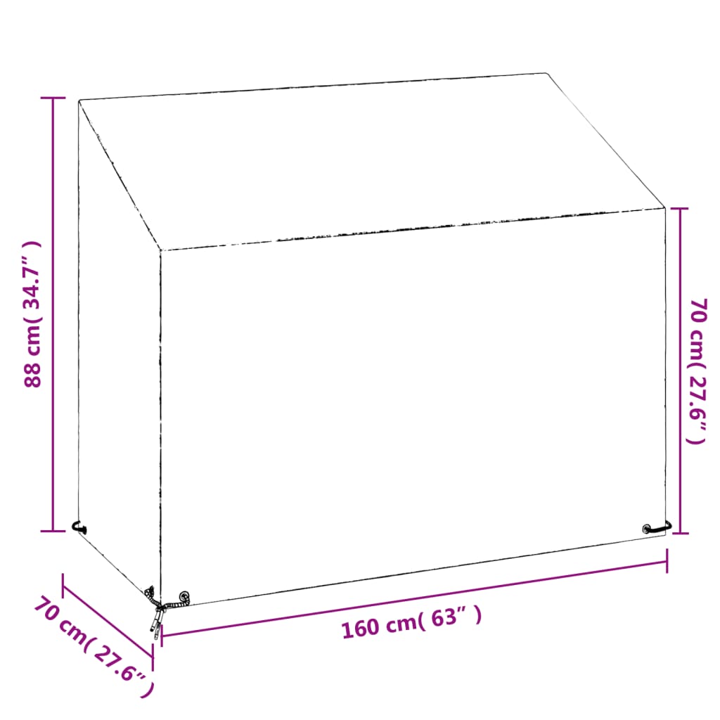 Copri Panca da Giardino 8 Occhielli 160x70x70/88 cm Polietilene | homemem39