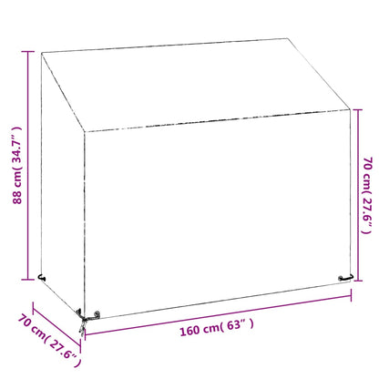 Copri Panca da Giardino 8 Occhielli 160x70x70/88 cm Polietilene | homemem39