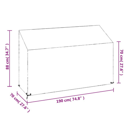 Copri Panca da Giardino 8 Occhielli 190x70x70/88 cm Polietilene | homemem39