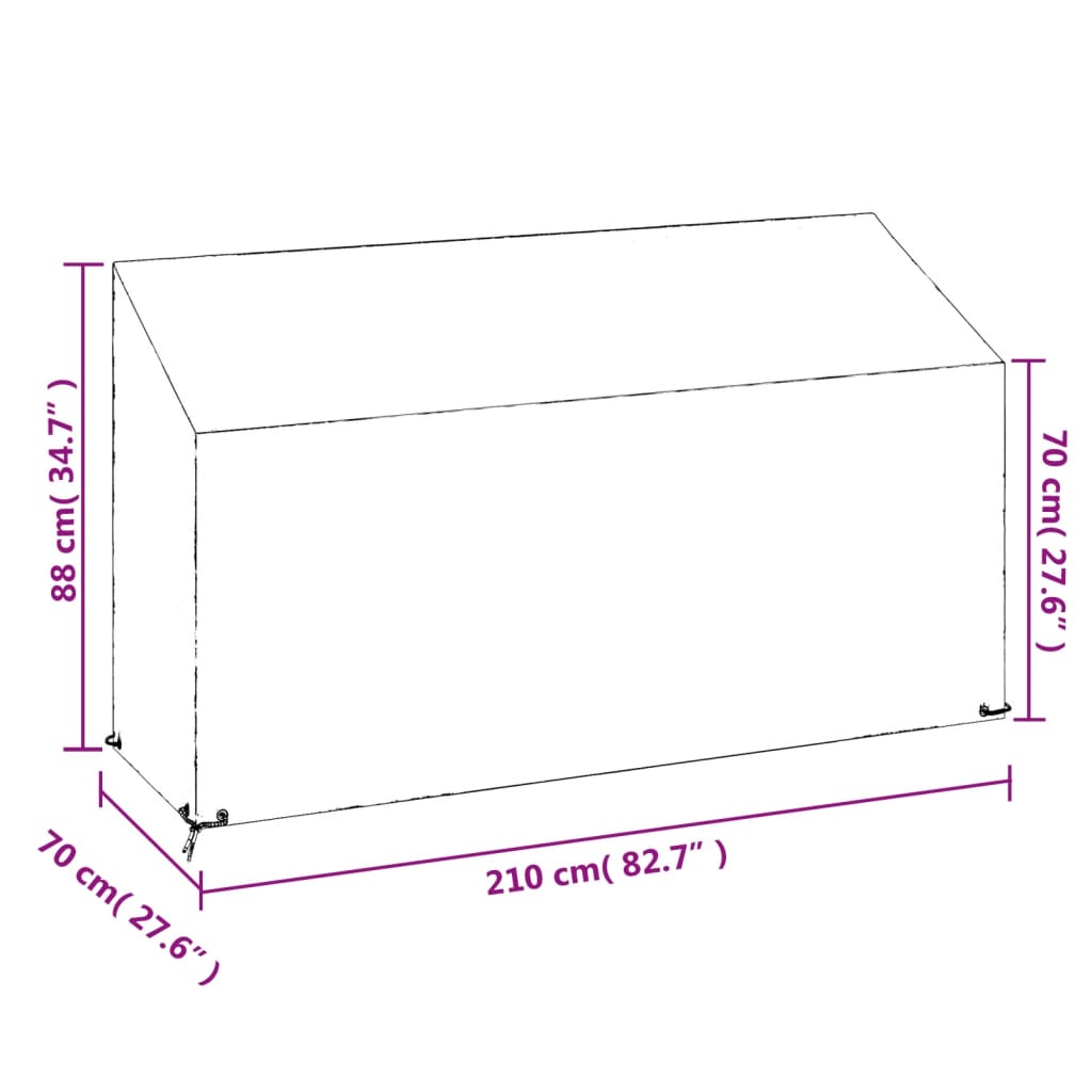 Copri Panca da Giardino 12 Occhielli 210x70x70/88cm Polietilene | homemem39