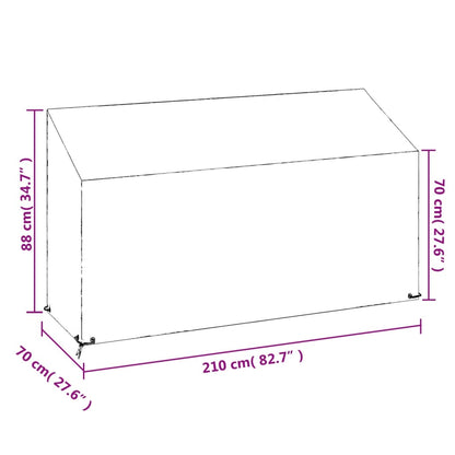 Copri Panca da Giardino 12 Occhielli 210x70x70/88cm Polietilene | homemem39