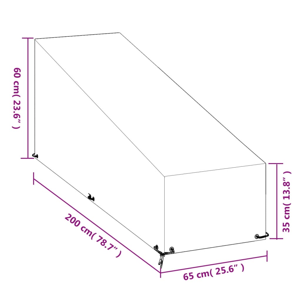 Copertura per Sdraio 12 Occhielli 200x65x35/60cm in Polietilene | homemem39