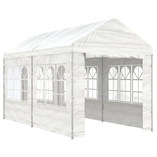 Gazebo con Tetto Bianco 4,46x2,28x2,69 m in Polietilene - homemem39