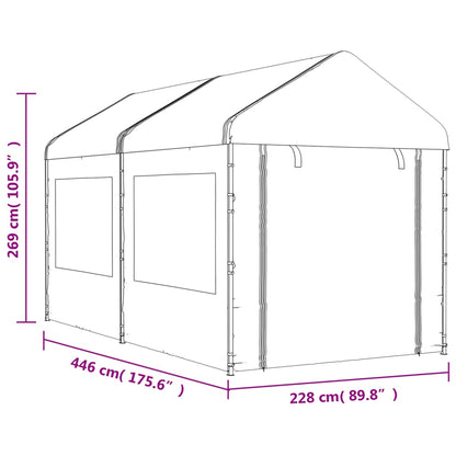 Gazebo con Tetto Bianco 4,46x2,28x2,69 m in Polietilene - homemem39