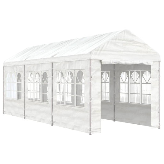 Gazebo con Tetto Bianco 6,69x2,28x2,69 m in Polietilene - homemem39