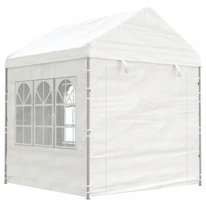 Gazebo con Tetto Bianco 6,69x2,28x2,69 m in Polietilene - homemem39