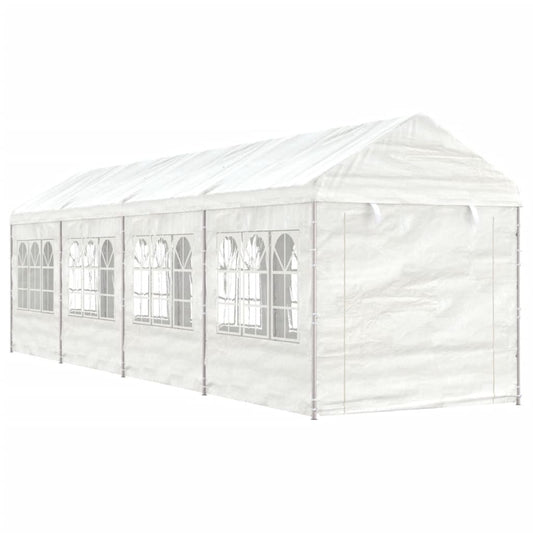 Gazebo con Tetto Bianco 8,92x2,28x2,69 m in Polietilene - homemem39