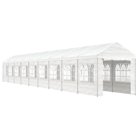 Gazebo con Tetto Bianco 20,07x2,28x2,69 m in Polietilene - homemem39