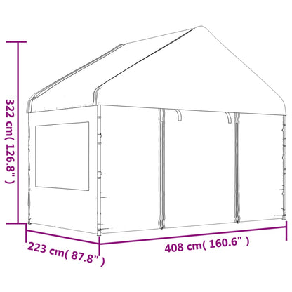 Gazebo con Tetto Bianco 4,46x4,08x3,22 m in Polietilene | homemem39