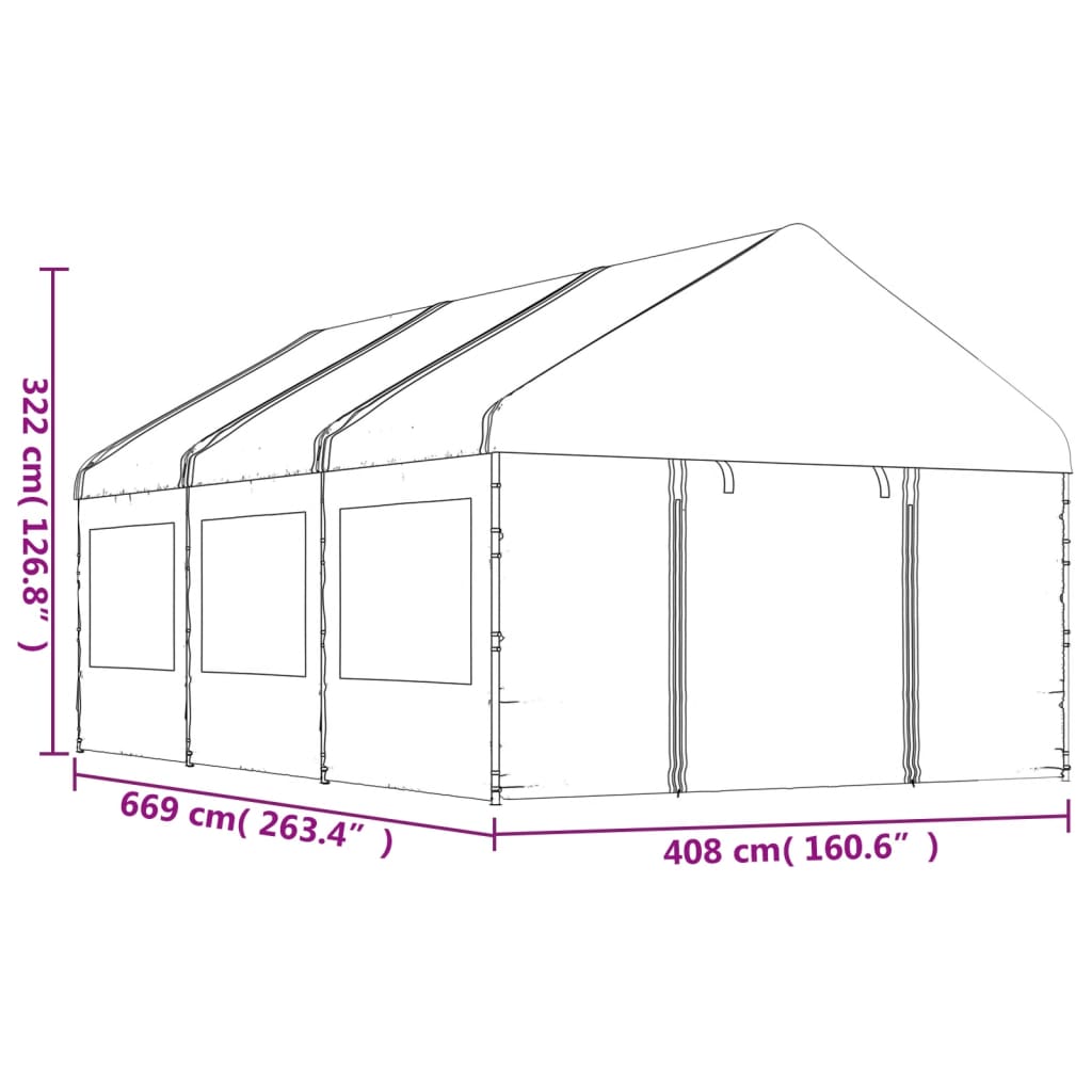 Gazebo con Tetto Bianco 6,69x4,08x3,22 m in Polietilene | homemem39