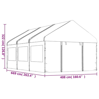 Gazebo con Tetto Bianco 6,69x4,08x3,22 m in Polietilene | homemem39