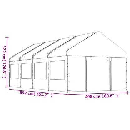 Gazebo con Tetto Bianco 8,92x4,08x3,22 m in Polietilene | homemem39
