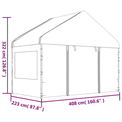 Gazebo con Tetto Bianco 8,92x4,08x3,22 m in Polietilene | homemem39