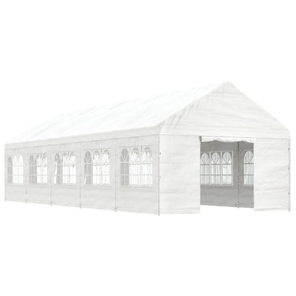 Gazebo con Tetto Bianco 11,15x4,08x3,22 m in Polietilene | homemem39