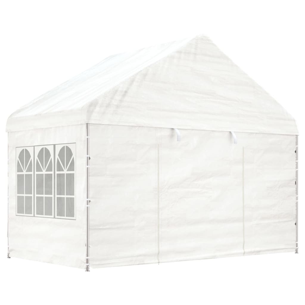 Gazebo con Tetto Bianco 11,15x4,08x3,22 m in Polietilene | homemem39