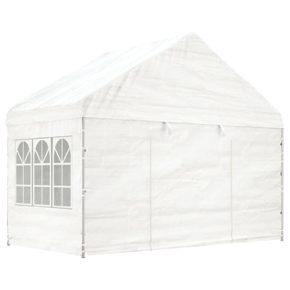 Gazebo con Tetto Bianco 11,15x4,08x3,22 m in Polietilene | homemem39