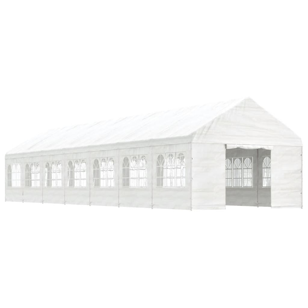 Gazebo con Tetto Bianco 15,61x4,08x3,22 m in Polietilene | homemem39