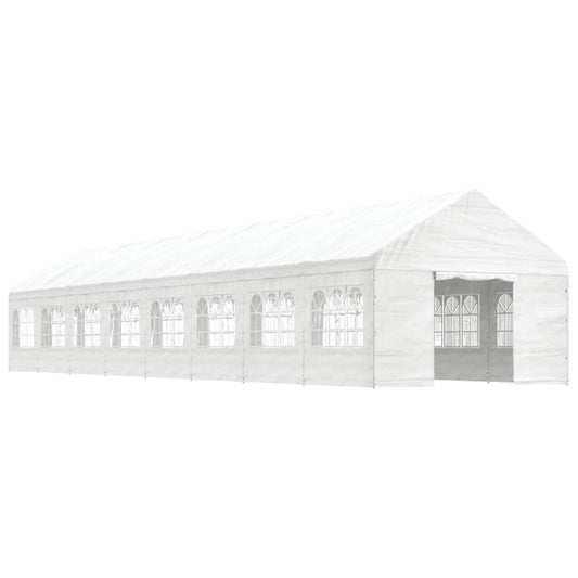 Gazebo con Tetto Bianco 17,84x4,08x3,22 m in Polietilene - homemem39
