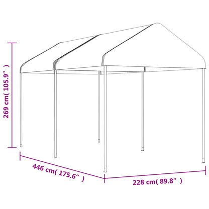 Gazebo con Tetto Bianco 4,46x2,28x2,69 m in Polietilene | homemem39