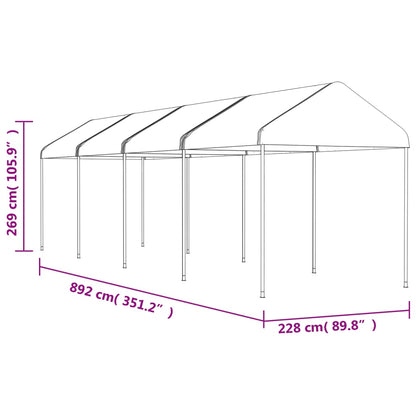 Gazebo con Tetto Bianco 8,92x2,28x2,69 m in Polietilene | homemem39