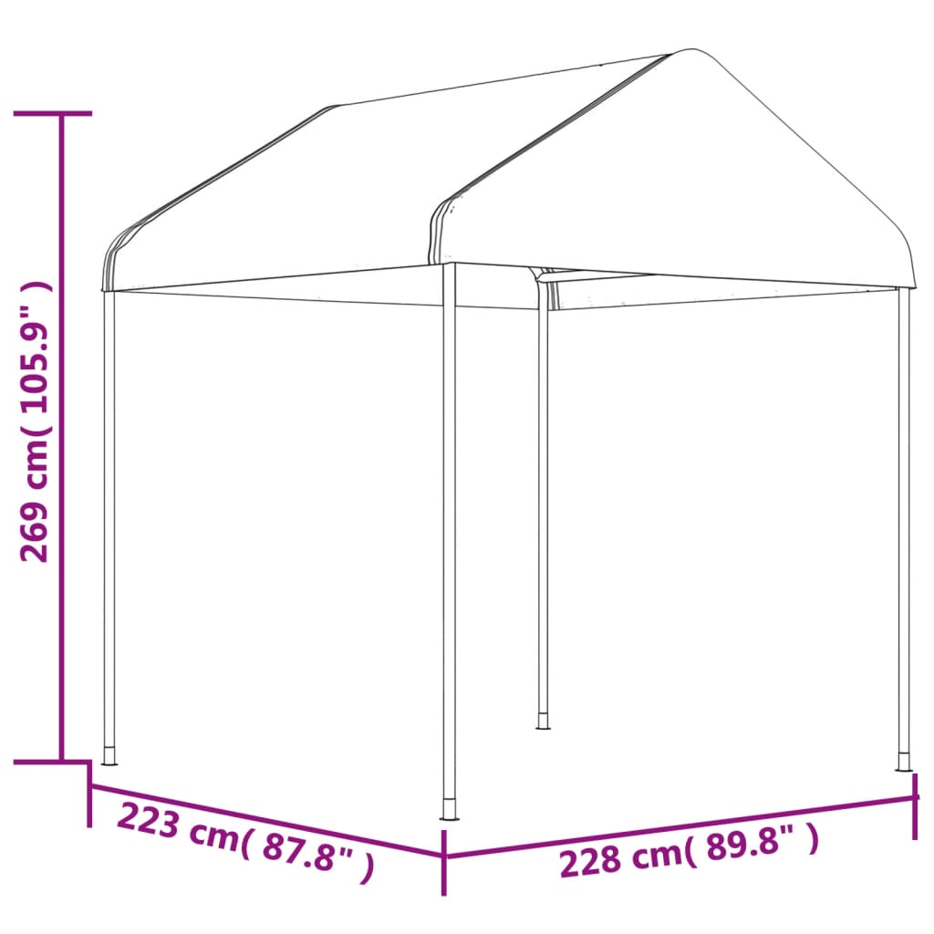 Gazebo con Tetto Bianco 11,15x2,28x2,69 m in Polietilene | homemem39