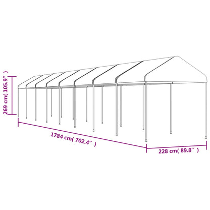 Gazebo con Tetto Bianco 17,84x2,28x2,69 m in Polietilene | homemem39