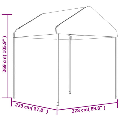 Gazebo con Tetto Bianco 17,84x2,28x2,69 m in Polietilene | homemem39