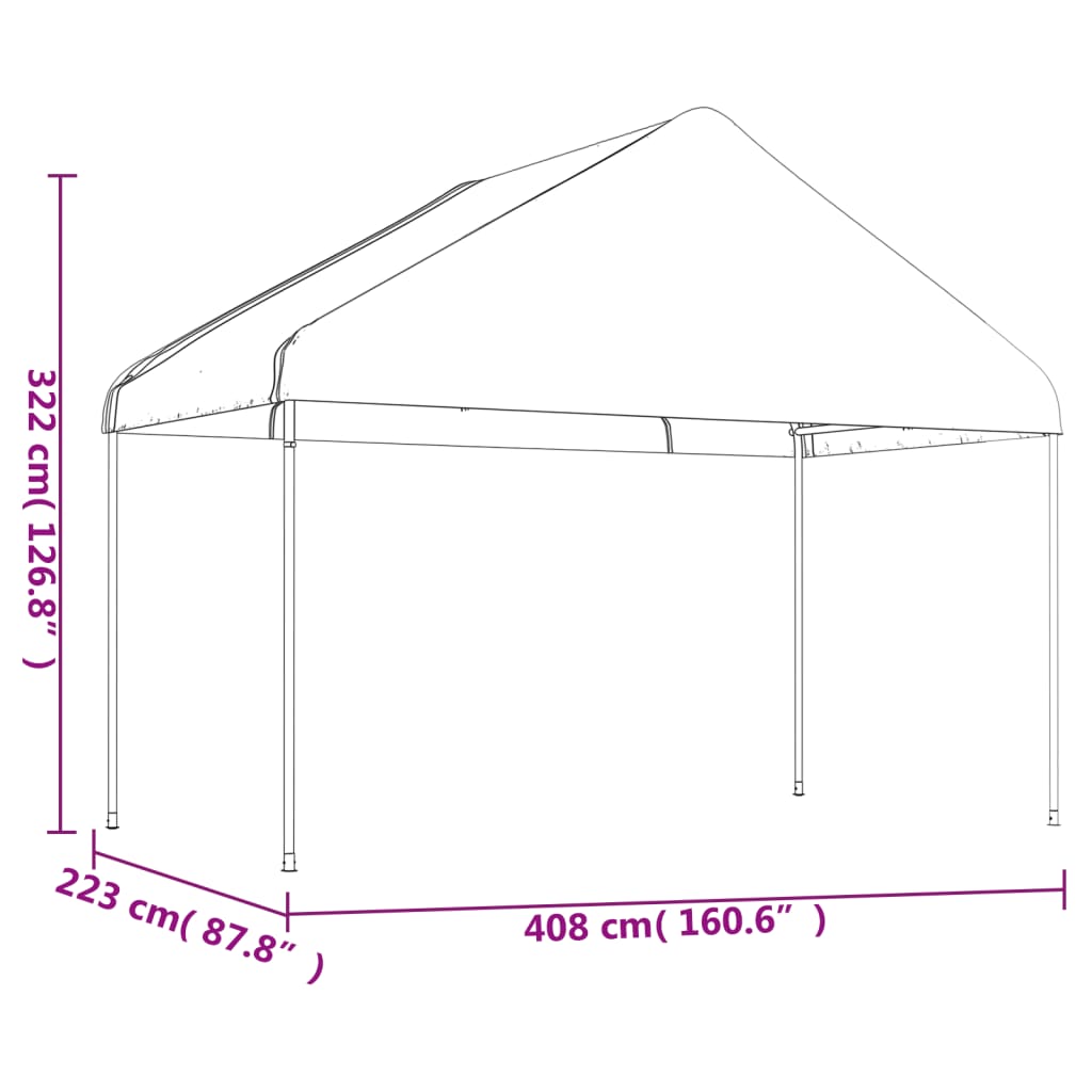 Gazebo con Tetto Bianco 4,46x4,08x3,22 m in Polietilene | homemem39
