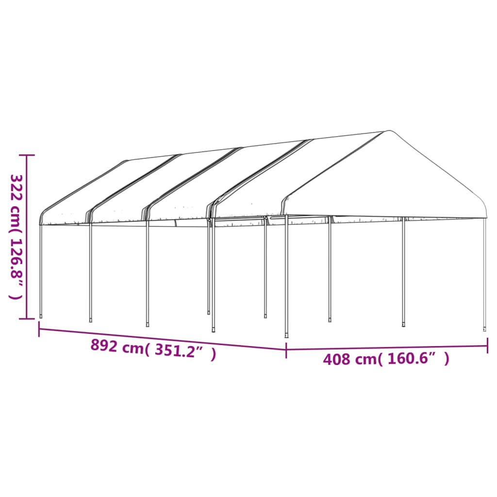 Gazebo con Tetto Bianco 8,92x4,08x3,22 m in Polietilene | homemem39