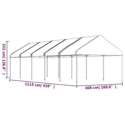 Gazebo con Tetto Bianco 11,15x4,08x3,22 m in Polietilene | homemem39