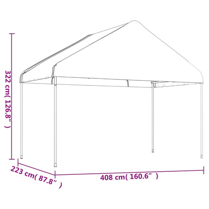 Gazebo con Tetto Bianco 13,38x4,08x3,22 m in Polietilene | homemem39